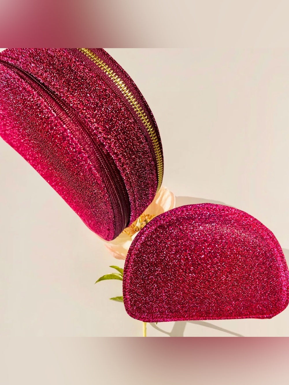 Glitter Clutch Bag - Pink Sparkle. Jewelry holder.